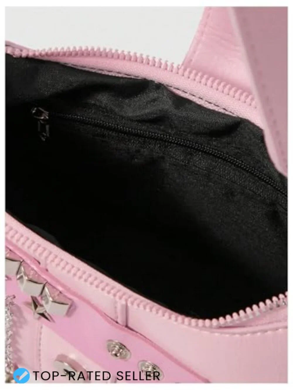 Y2K PU Leather Hobo Bag Star Embroidery Top Handle Shoulder Purse